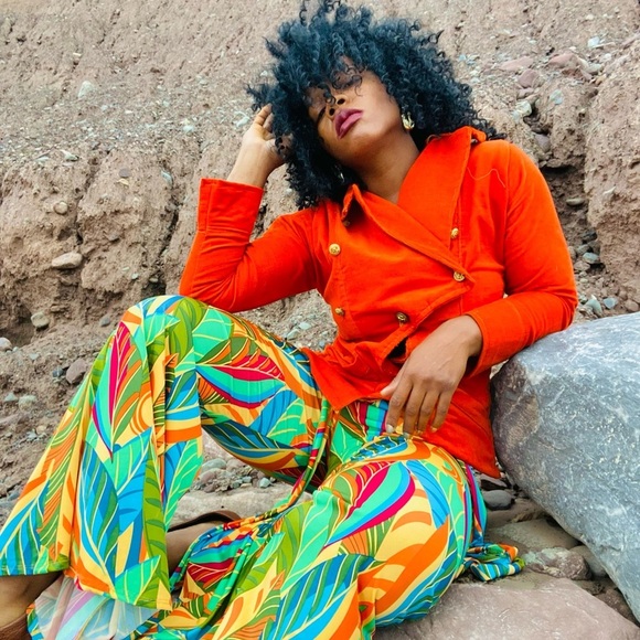 Custom made orange corduroy jacket size medium - Picture 7 of 8